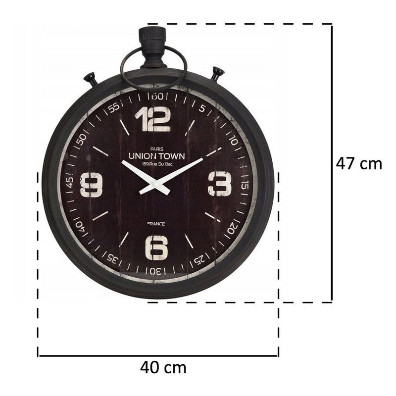 Metalowy zegar z czarną tarczą - 40 x 47 cm