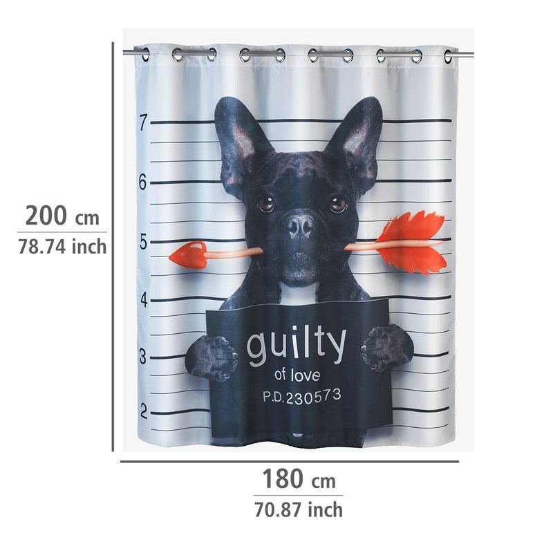 Zasłona prysznicowa GUILTY DOG, tekstylna, 180x200 cm, WENKO 