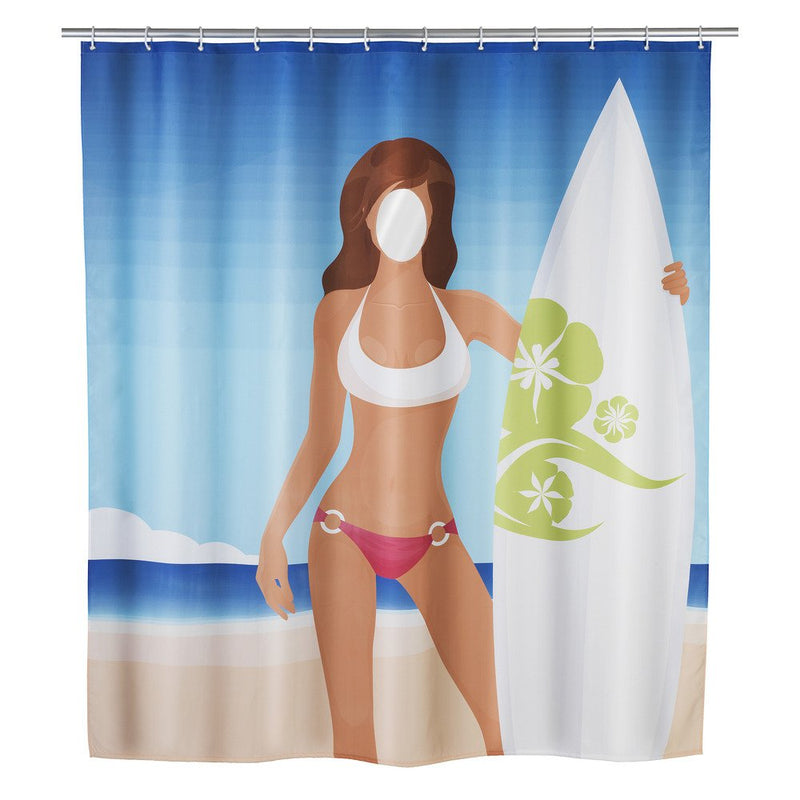 Zasłona prysznicowa Surfing Girl, tekstylna, 180x200 cm, WENKO