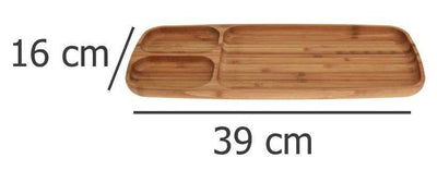 Bambusowa taca na przekąski, podłużna patera - 3 przegrody - EMAKO