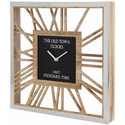 Drewniany zegar THE OLD TOWN, ścienny, 40 x 40 cm
