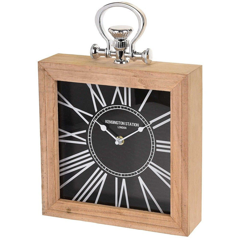 Drewniany zegar KENSINGTON STATION stołowy, ścienny