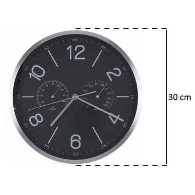 Zegar ścienny z termometrem i hydrometrem, Ø 30 cm