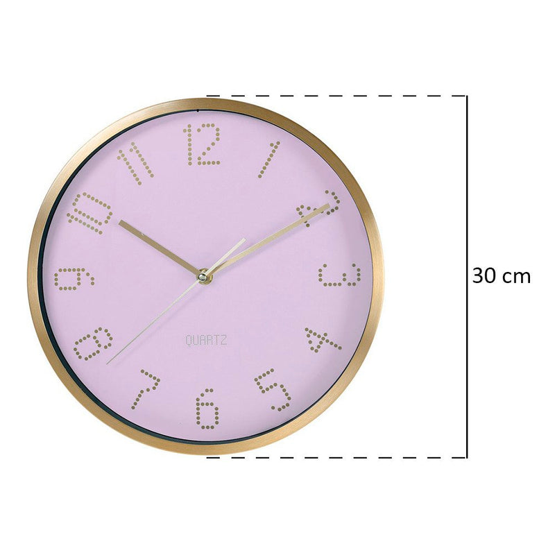 Zegar ścienny, aluminium, GOLD, różowy Ø 30