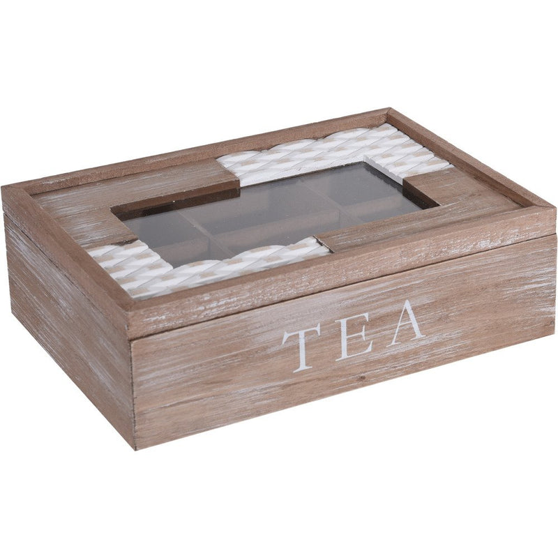 Stylowa herbaciarka, szkatułka na herbatę, 6 przegródek, 24x17x8 cm 