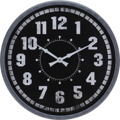 Zegar ścienny w metalowej oprawie, Ø 51 cm - czarny