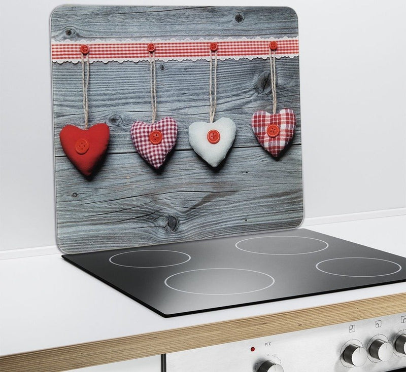 Szklana płyta ochronna HEARTS  na kuchenkę – duża, 50 x 56 cm, WENKO