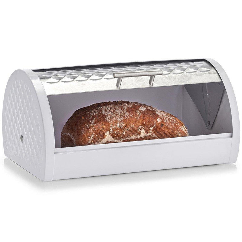 Chlebak ze stali nierdzewnej, dekoracyjny pojemnik typu modern na pieczywo.