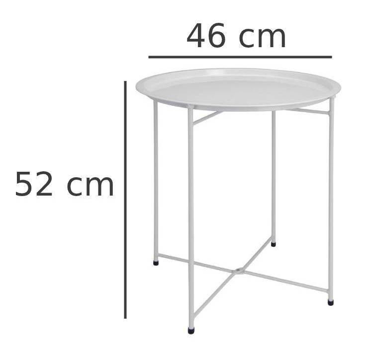 Składany stolik balkonowy, kolor biały mat - Ø 46 cm, wys. 52 cm