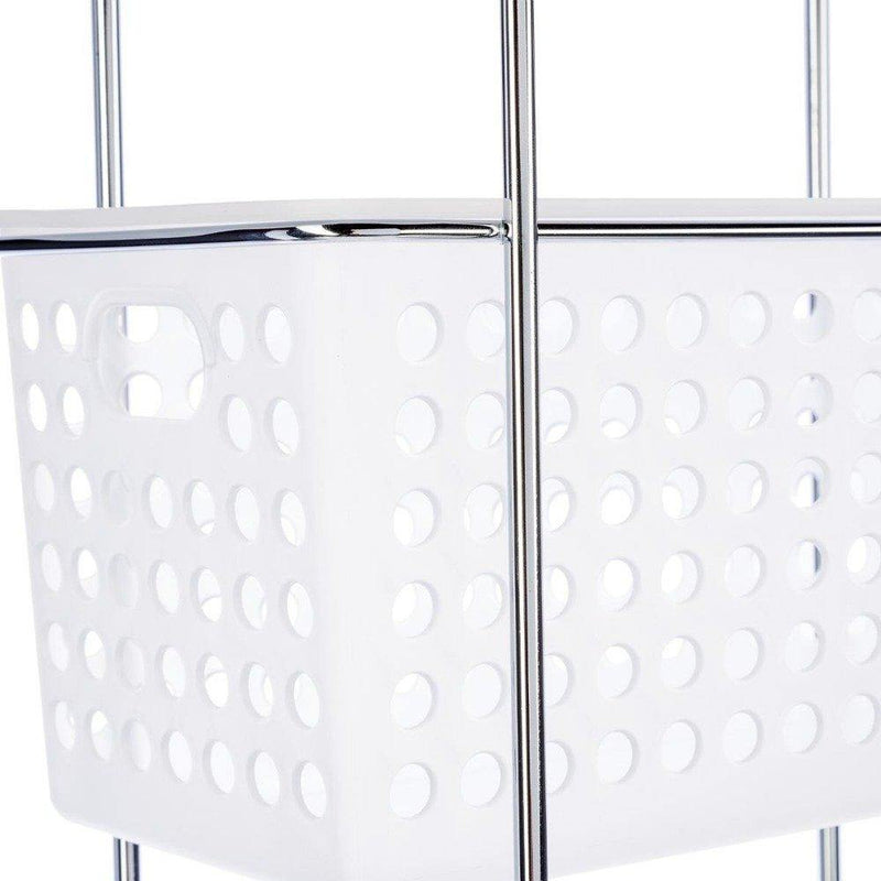 Regał łazienkowy, półki na przybory - 3 poziomy, kolor biało-transparentny