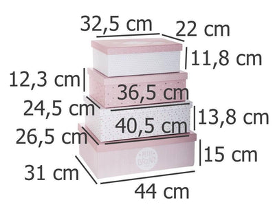 Komplet 4 pudełek PETIT BAZAR do przechowywania - kolor różowy