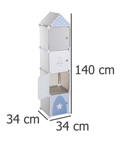 Szafka z szufladkami na drobiazgi do pokoju dziecięcego, 4 przegródki, 34 x 140 x 32 cm