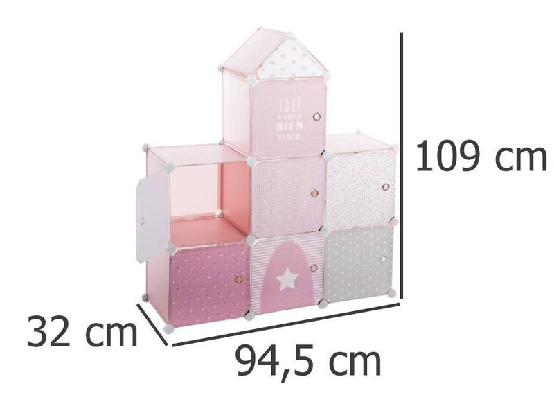 Szafka z szufladkami na drobiazgi do pokoju dziecięcego, regał w kształcie ZAMKU, 94,5 x 32 x 109 cm