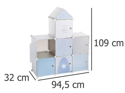 Szafka z półkami na drobiazgi do pokoju dziecięcego, w kształcie ZAMKU, 94,5 x 32 x 109 cm