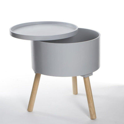 Nowoczesny stolik ze schowkiem, OSHI, 2w1, okrągły, 38 x 38 x 45 cm, jasno-szary