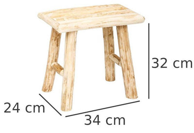 Stołek drewniany - prostokątny taboret, podnóżek, 34 x 24 x 32 cm