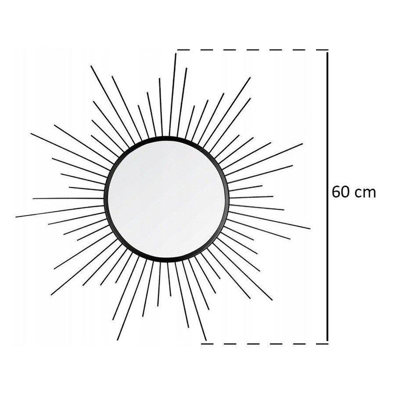 Dekoracyjne lustro ścienne SUN, Ø 60 cm, kolor czarny