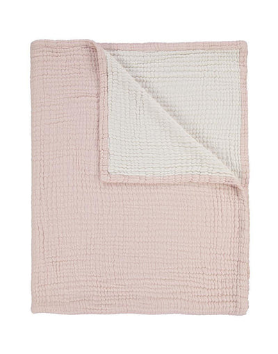 Miękki bawełniany koc, pled dekoracyjny, 100% bawełna - kolor różowy, Essenza