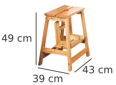 Drewniana drabinka składana z dwoma stopniami