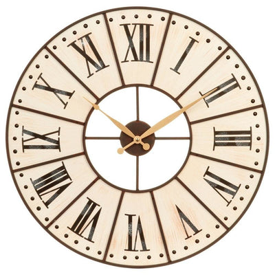 Drewniany zegar ścienny, duży zegar do salonu - Ø 58 cm