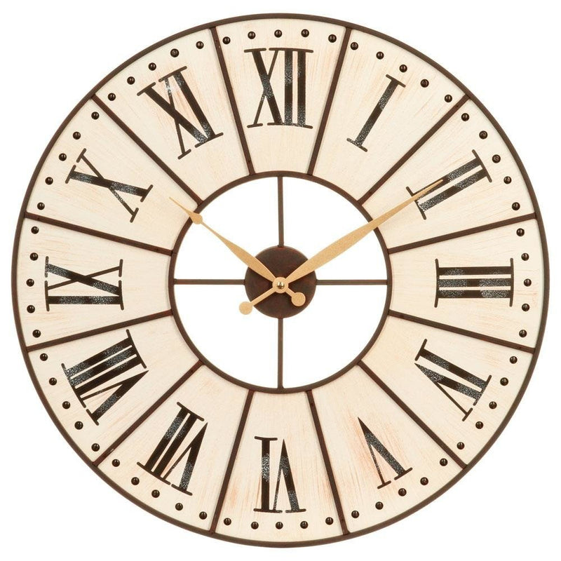 Drewniany zegar ścienny, duży zegar do salonu - Ø 58 cm