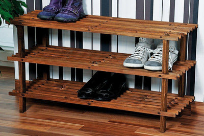 Szafka na buty drewniana, 3 poziomy, ciemnobrązowa KESPER - EMAKO