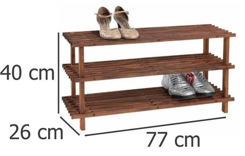 Szafka na buty drewniana, 3 poziomy, ciemnobrązowa KESPER - EMAKO