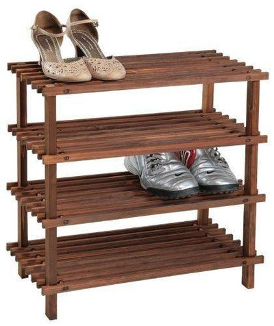 Wysoka szafka na buty z drewna jodłowego, pojemny i ustawny regał na buty z czterema półkami