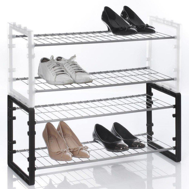 Metalowy stojak na buty, obuwie - 2 poziomy, kolor czarny