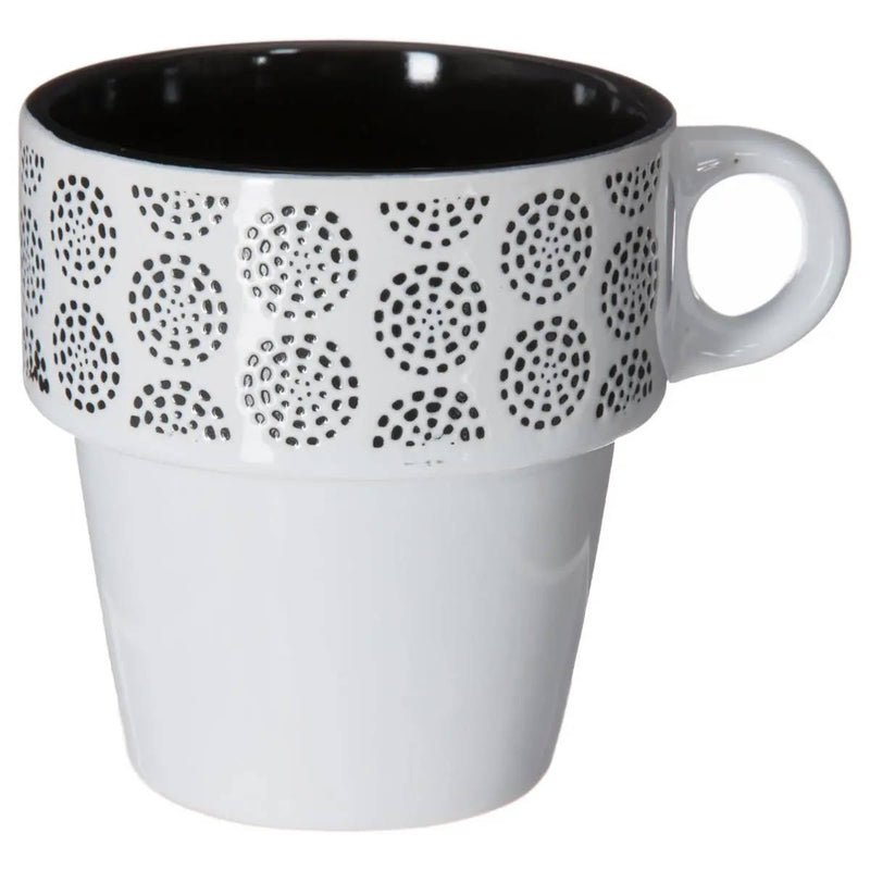 Zestaw 6 filiżanek porcelanowych na stojaku, kubki do kawy, komplet filiżanek, porcelanowe kubki na stojaku