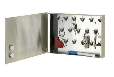 Szafka wisząca na klucze, organizer z 17 haczykami i lustrzanymi drzwiczkami - magnetyczna powierzchnia, 30 x 5 x 20 cm, WENKO