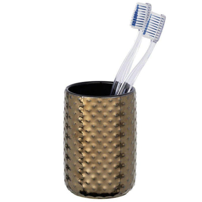 Pojemnik ceramiczny na pastę i szczoteczkę do zębów, kubek łazienkowy KEO z ozdobną fakturą - WENKO