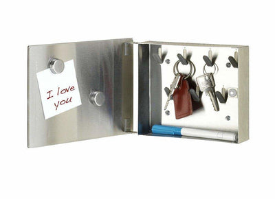 Szafka z 7 haczykami na klucze, wiszący organizer z lustrzanymi drzwiczkami - magnetyczna powierzchnia, 15 x 20 x 5 cm, WENKO