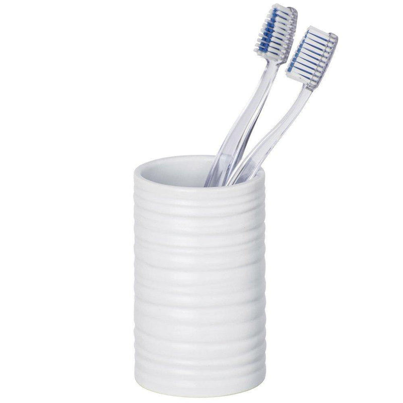 Kubeczek na szczoteczkę do zębów i pastę, pojemnik ceramiczny MILA z ozdobną fakturą - WENKO