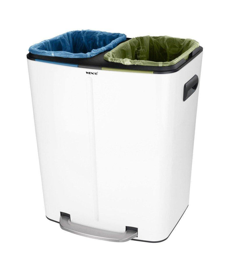 Kosz dwudzielny na odpadki PRIMO, pojemnik na śmieci z pokrywą i stopką - 2 x 20 l, 45 x 38 x 60 cm, WENKO