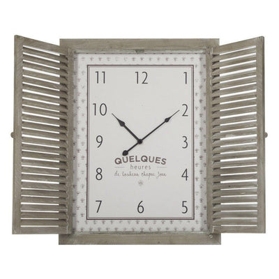 Zegar na ścianę z drewna z okiennicami, zegar do salonu, zegar do kuchni, zegar dekoracyjny, zegar ścienny retro, zegar wiszący