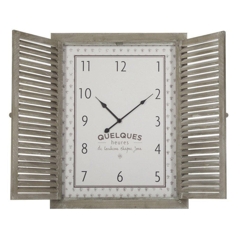Zegar na ścianę z drewna z okiennicami, zegar do salonu, zegar do kuchni, zegar dekoracyjny, zegar ścienny retro, zegar wiszący