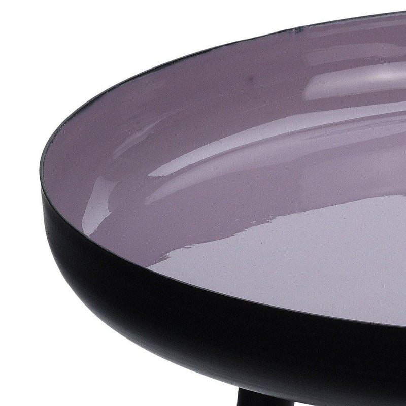 Metalowy stolik kawowy, okrągły stolik okazjonalny, nowoczesny stolik do salonu z purpurowym blatem - Ø 37 cm