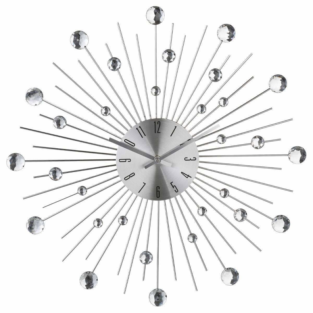 Zegar ścienny z kryształami, nowoczesna ozdoba o modny kształcie