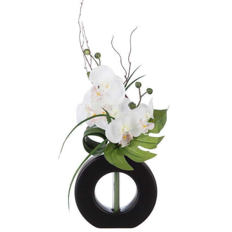 Sztuczna orchidea ozdobna, kwiat w oryginalnej doniczce do biura