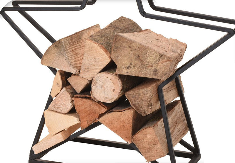 Metalowy stojak w kształcie Gwiazdki, stojak na drewno kominkowe