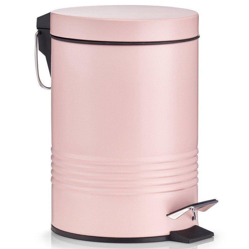 Łazienkowy kosz na śmieci 3 l + szczotka toaletowa z pojemnikiem - kolor pudrowy róż, ZELLER