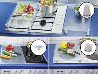 Płyty termoodporne do ochrony kuchenki, 2 tafle szklane z ozdobnym wzorem + stopki antypoślizgowe - 52 x 30 cm, WENKO