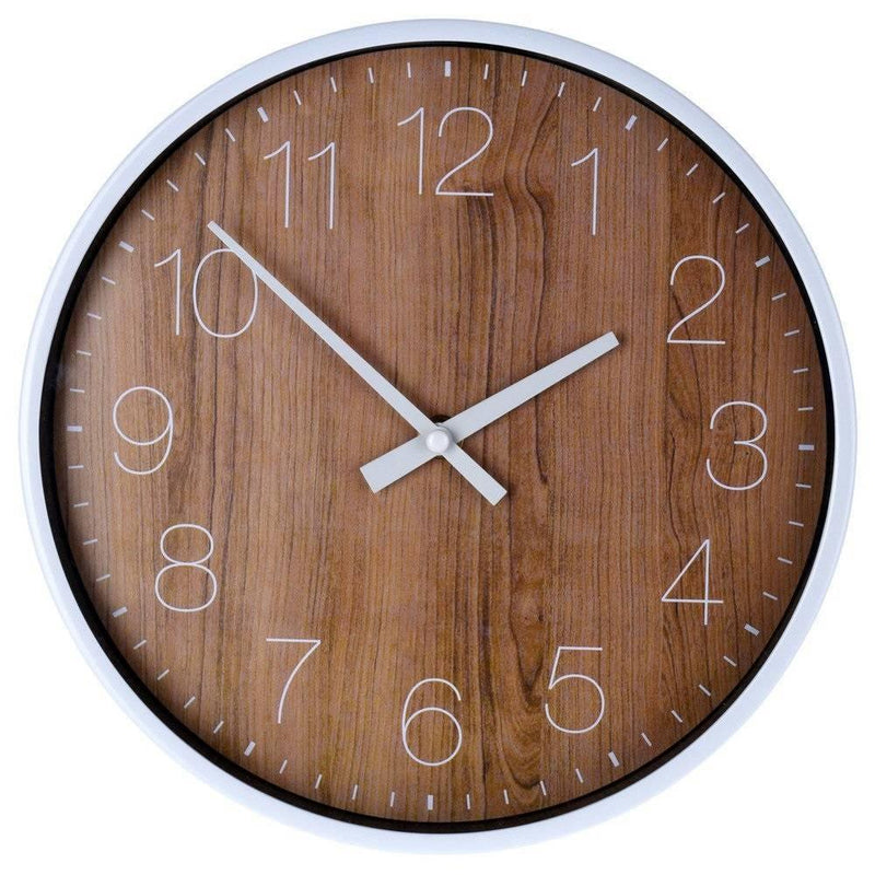 Okrągły zegar na ścianę z drewnianą tarczą, zegar ścienny, zegar ścienny do kuchni, zegar ścienny drewniany, zegar wiszący