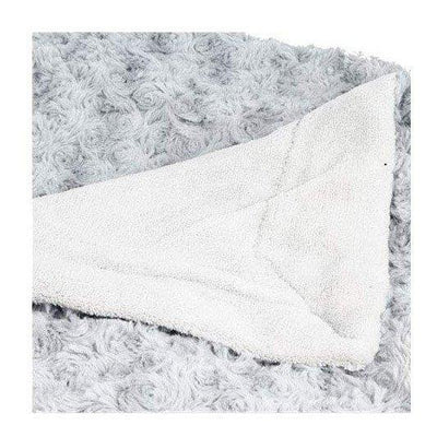 Narzuta na łóżko szara imitująca sztuczne futro, 120 x 160 cm