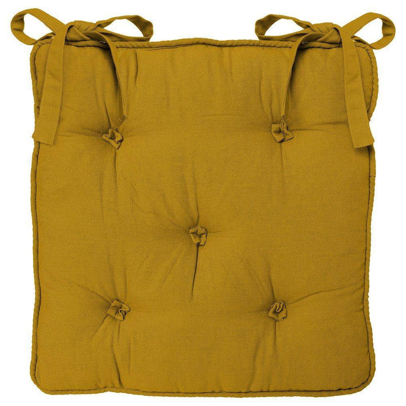 Poduszka na krzesło pikowana z mocowaniem, 37 x 37 cm, kolor żółty