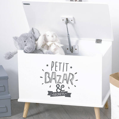 Skrzynia na zabawki „Petit Bazar & Secrets” , pudło na nóżkach do pokoju dziecięcego MDF