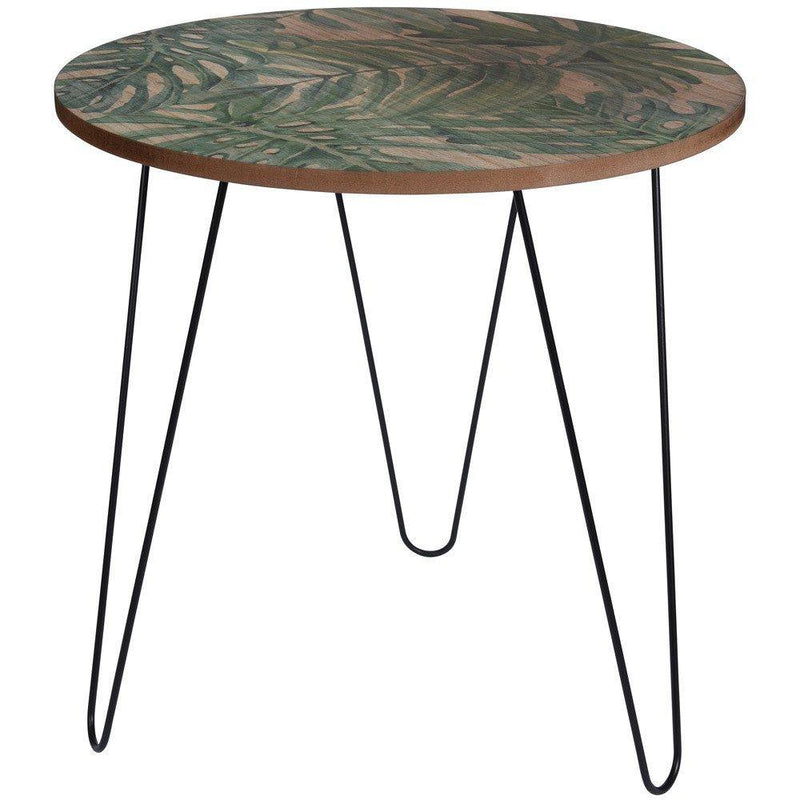 Stolik do kawy okrągły z drewnianym, malowanym blatem