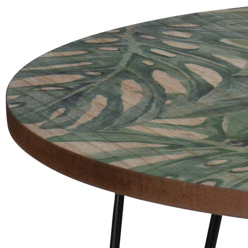 Stolik do kawy okrągły z drewnianym, malowanym blatem