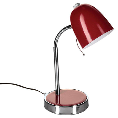 Lampka na biurko z metalu, czerwona, do czytania.